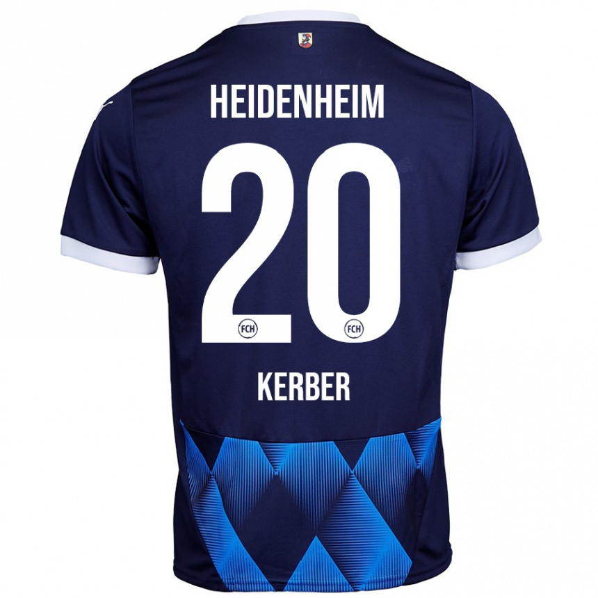 Kinder Fußball Luca Kerber #20 Dunkel Marineblau Auswärtstrikot Trikot 2024/25 T-Shirt Luxemburg