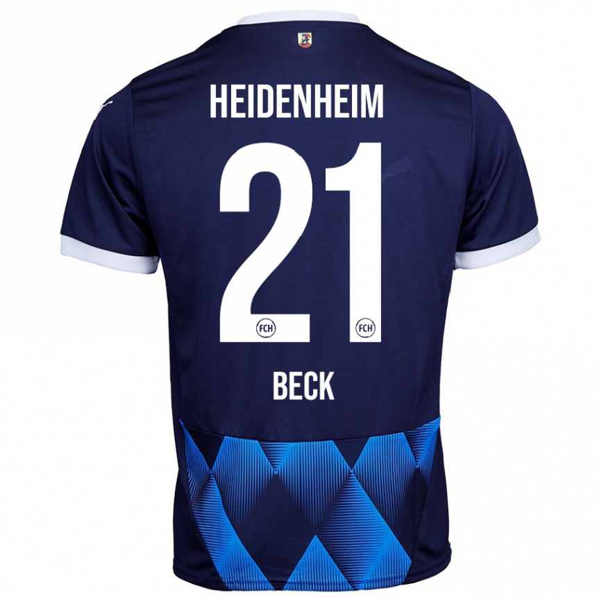 Kinder Fußball Adrian Beck #21 Dunkel Marineblau Auswärtstrikot Trikot 2024/25 T-Shirt Luxemburg