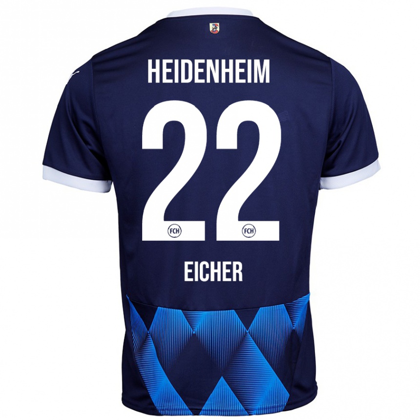 Kinder Fußball Vitus Eicher #22 Dunkel Marineblau Auswärtstrikot Trikot 2024/25 T-Shirt Luxemburg