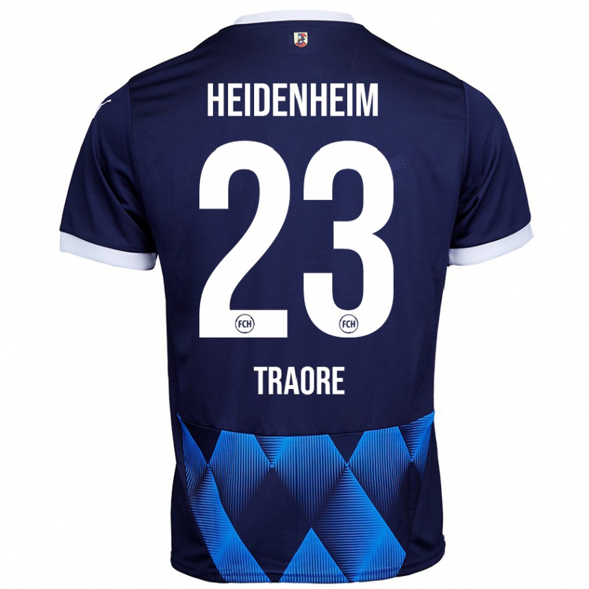 Kinder Fußball Omar Traoré #23 Dunkel Marineblau Auswärtstrikot Trikot 2024/25 T-Shirt Luxemburg