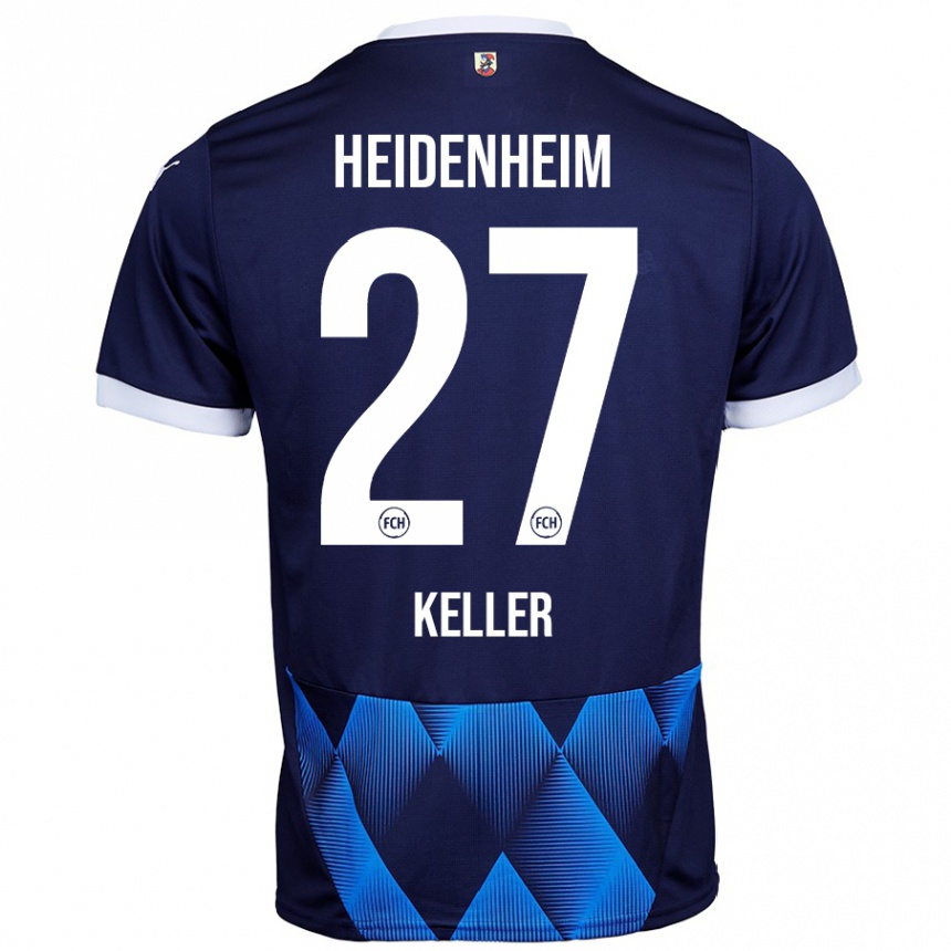 Kinder Fußball Thomas Keller #27 Dunkel Marineblau Auswärtstrikot Trikot 2024/25 T-Shirt Luxemburg