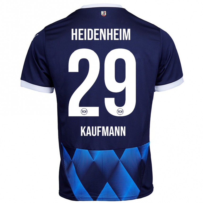 Kinder Fußball Mikkel Kaufmann #29 Dunkel Marineblau Auswärtstrikot Trikot 2024/25 T-Shirt Luxemburg