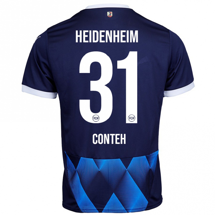 Kinder Fußball Sirlord Conteh #31 Dunkel Marineblau Auswärtstrikot Trikot 2024/25 T-Shirt Luxemburg