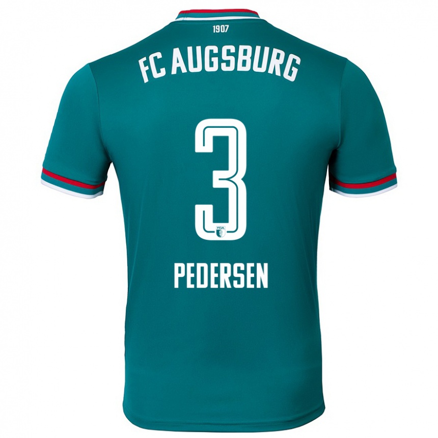 Kinder Fußball Mads Pedersen #3 Dunkelgrün Auswärtstrikot Trikot 2024/25 T-Shirt Luxemburg