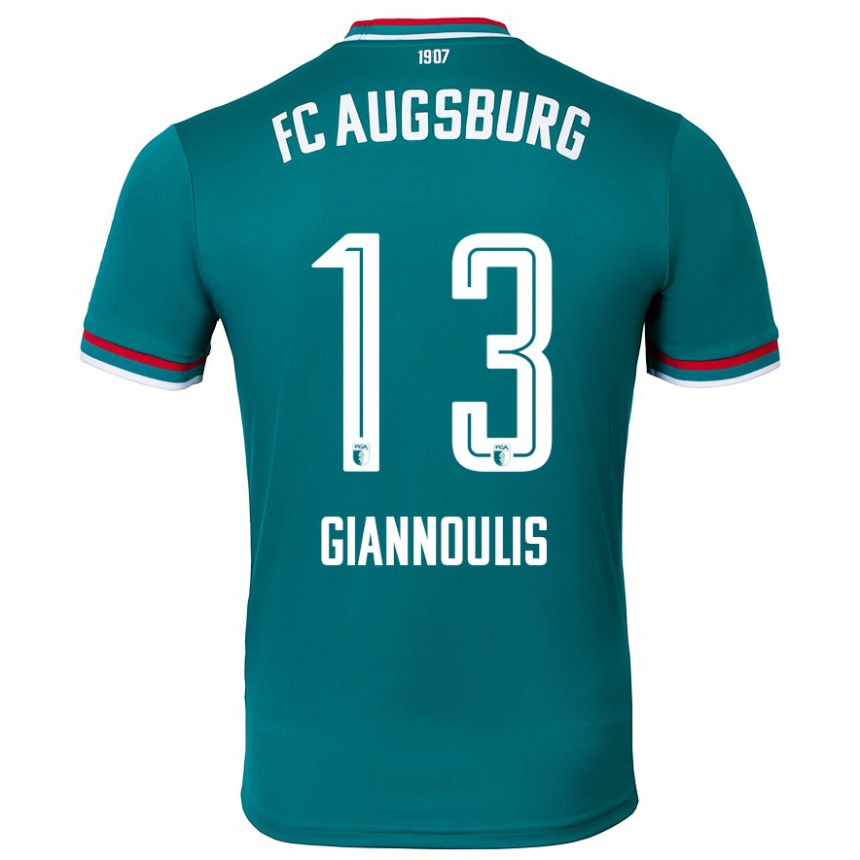 Kinder Fußball Dimitrios Giannoulis #13 Dunkelgrün Auswärtstrikot Trikot 2024/25 T-Shirt Luxemburg