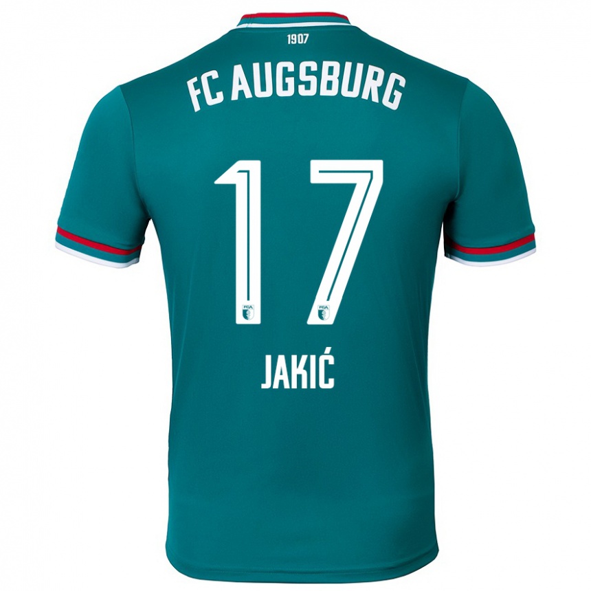 Kinder Fußball Kristijan Jakic #17 Dunkelgrün Auswärtstrikot Trikot 2024/25 T-Shirt Luxemburg