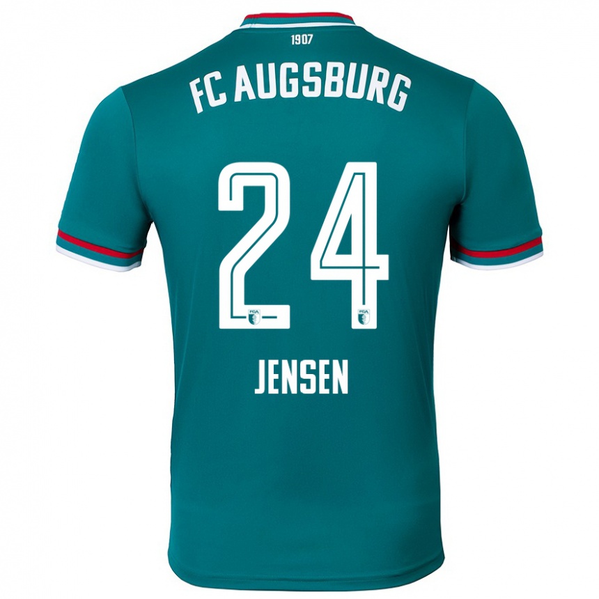 Kinder Fußball Fredrik Jensen #24 Dunkelgrün Auswärtstrikot Trikot 2024/25 T-Shirt Luxemburg