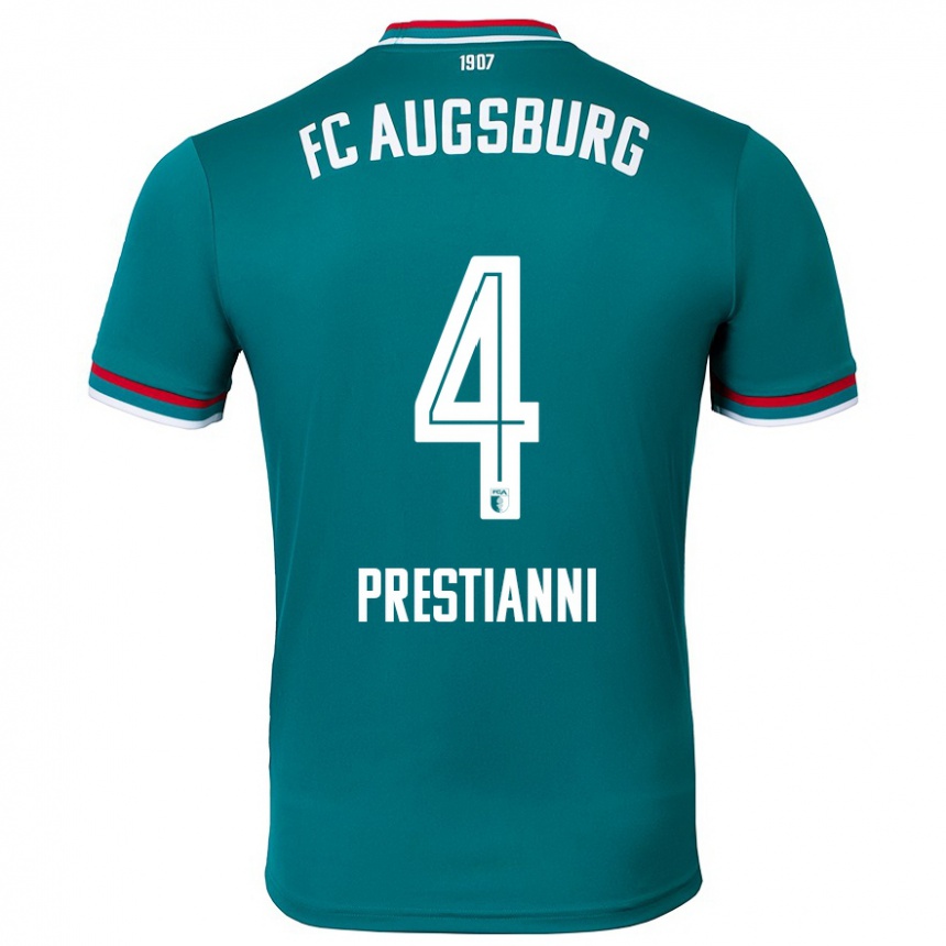 Kinder Fußball Luis Prestianni #4 Dunkelgrün Auswärtstrikot Trikot 2024/25 T-Shirt Luxemburg