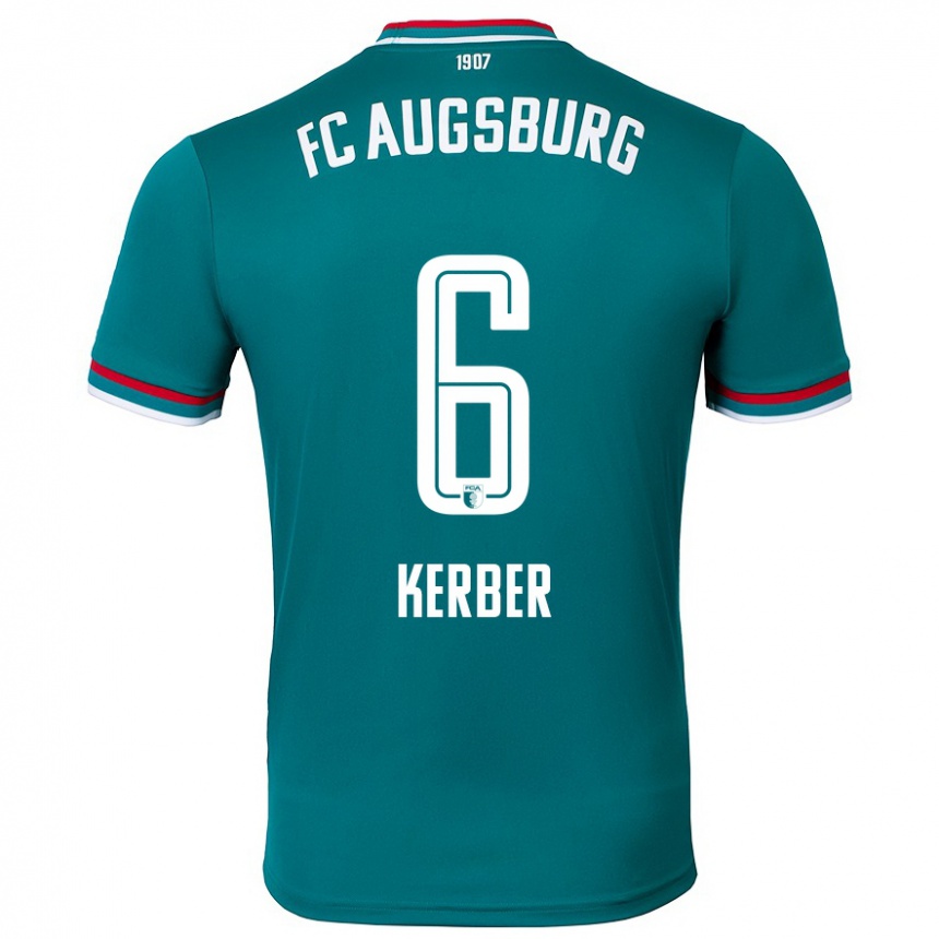 Kinder Fußball Luca Kerber #6 Dunkelgrün Auswärtstrikot Trikot 2024/25 T-Shirt Luxemburg