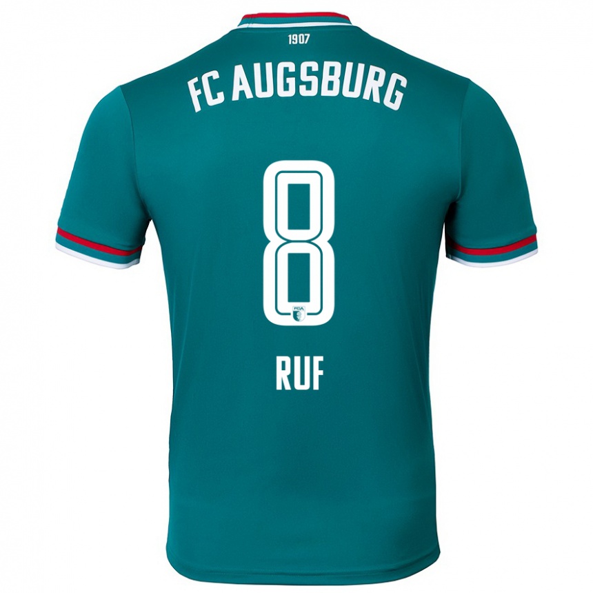 Kinder Fußball Jonas Ruf #8 Dunkelgrün Auswärtstrikot Trikot 2024/25 T-Shirt Luxemburg