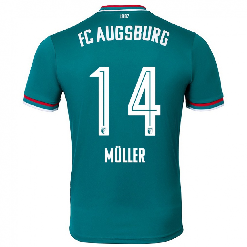 Kinder Fußball Mato Müller #14 Dunkelgrün Auswärtstrikot Trikot 2024/25 T-Shirt Luxemburg