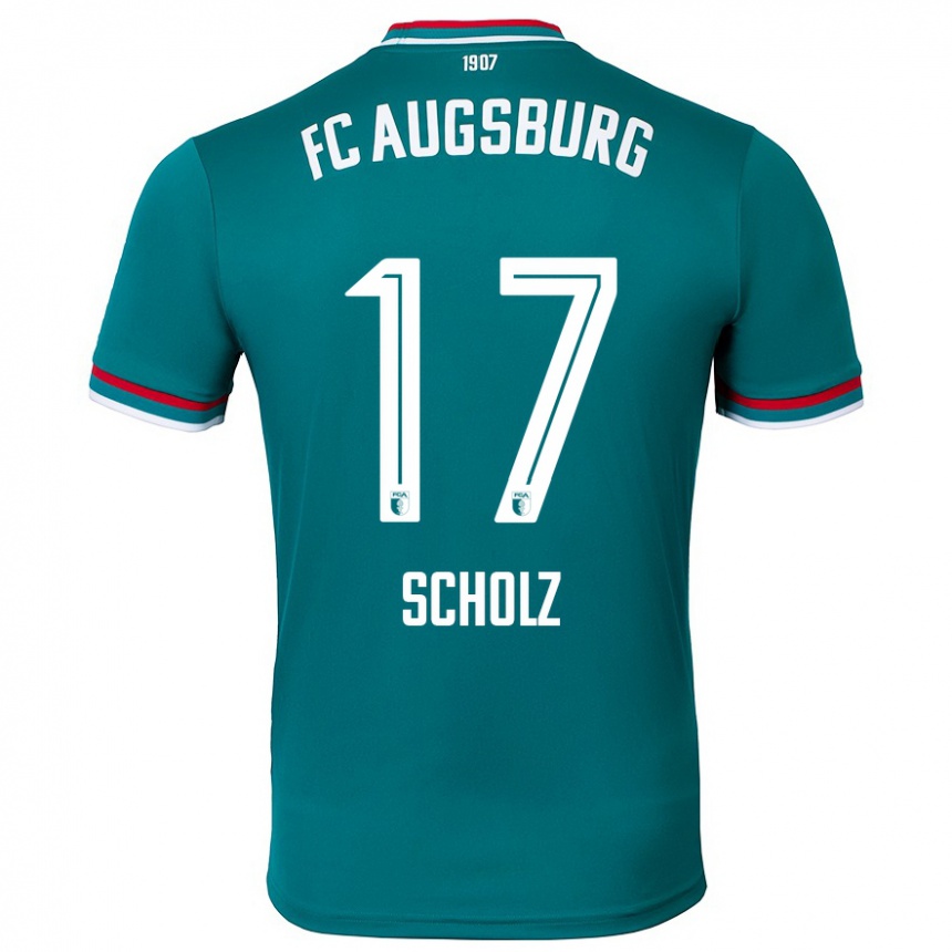 Kinder Fußball Jerome Scholz #17 Dunkelgrün Auswärtstrikot Trikot 2024/25 T-Shirt Luxemburg