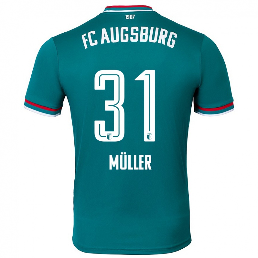 Kinder Fußball Noah Müller #31 Dunkelgrün Auswärtstrikot Trikot 2024/25 T-Shirt Luxemburg