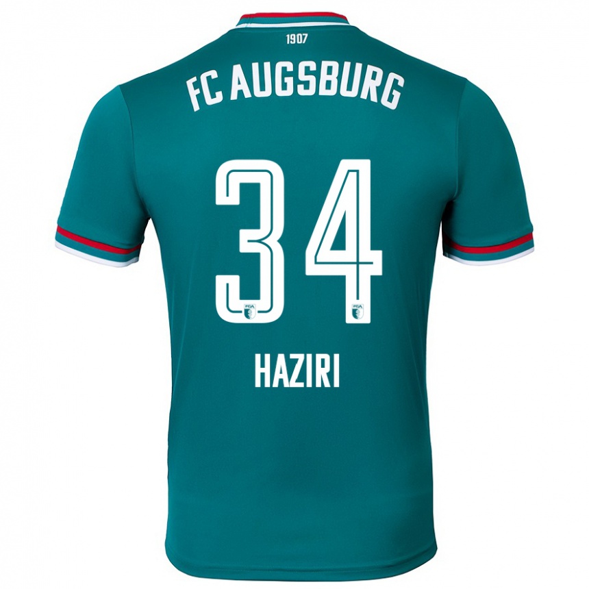 Kinder Fußball Edi Haziri #34 Dunkelgrün Auswärtstrikot Trikot 2024/25 T-Shirt Luxemburg