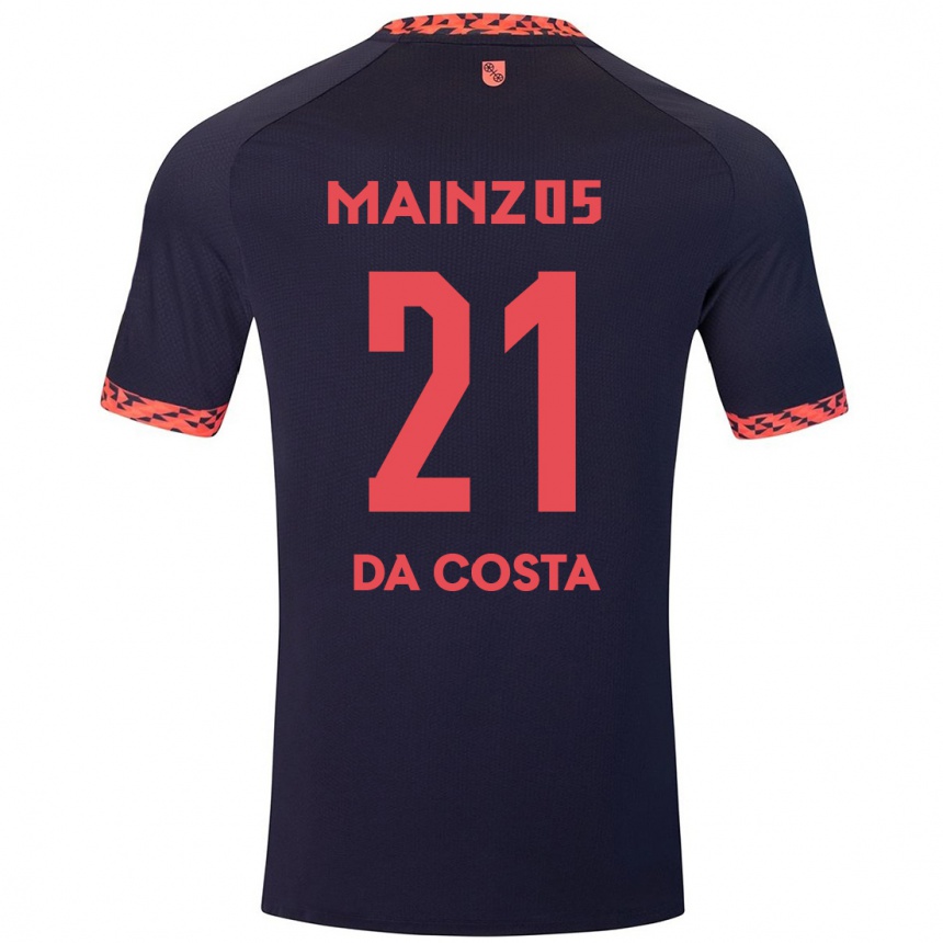 Kinder Fußball Danny Da Costa #21 Blau Korallenrot Auswärtstrikot Trikot 2024/25 T-Shirt Luxemburg