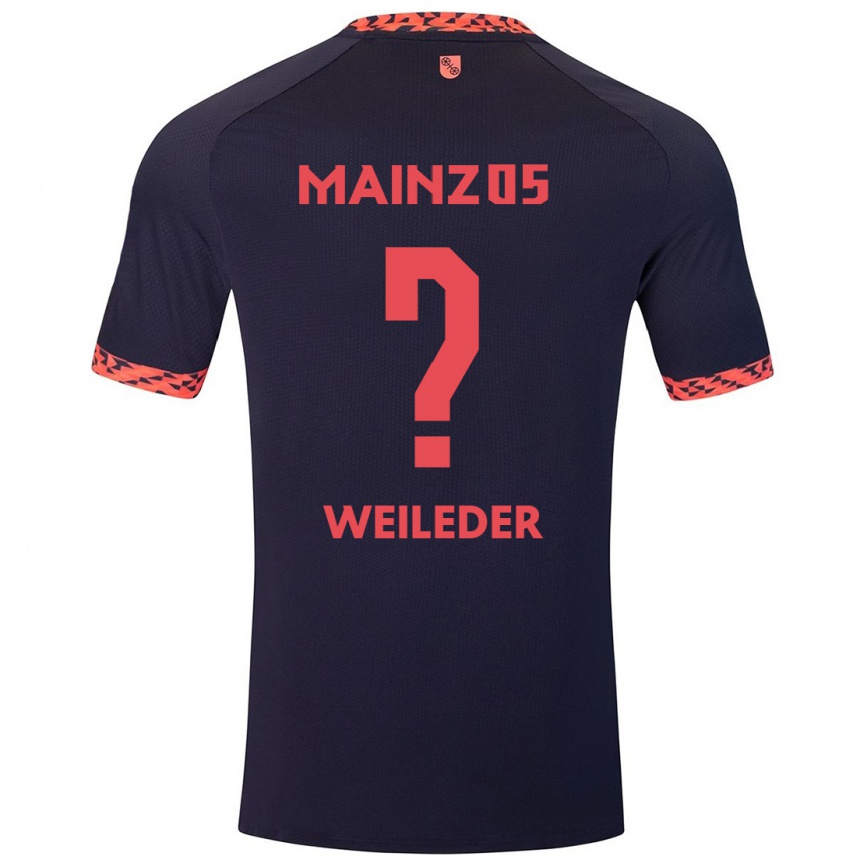 Kinder Fußball Tobias Weileder #0 Blau Korallenrot Auswärtstrikot Trikot 2024/25 T-Shirt Luxemburg