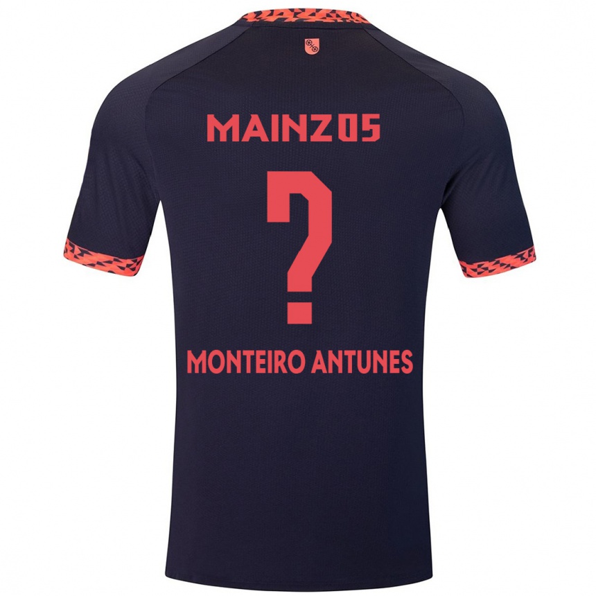 Kinder Fußball Rafael Monteiro Antunes #0 Blau Korallenrot Auswärtstrikot Trikot 2024/25 T-Shirt Luxemburg