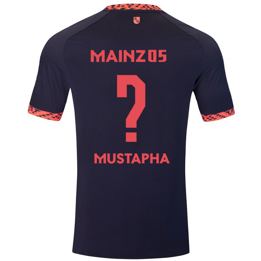 Kinder Fußball Jesaja Mustapha #0 Blau Korallenrot Auswärtstrikot Trikot 2024/25 T-Shirt Luxemburg