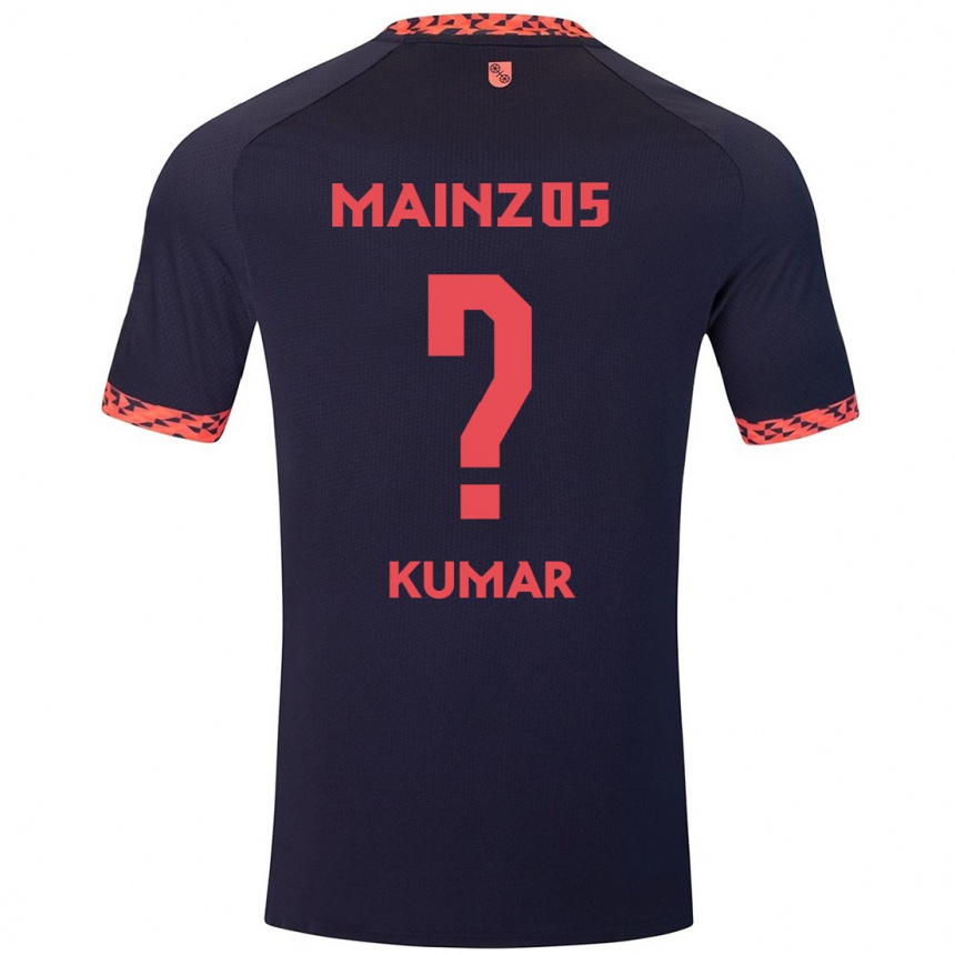 Kinder Fußball Florian Kumar #0 Blau Korallenrot Auswärtstrikot Trikot 2024/25 T-Shirt Luxemburg