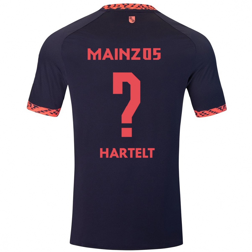 Kinder Fußball Toni Hartelt #0 Blau Korallenrot Auswärtstrikot Trikot 2024/25 T-Shirt Luxemburg