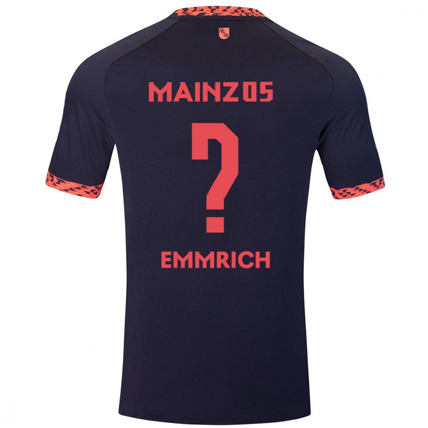 Kinder Fußball Robin Emmrich #0 Blau Korallenrot Auswärtstrikot Trikot 2024/25 T-Shirt Luxemburg