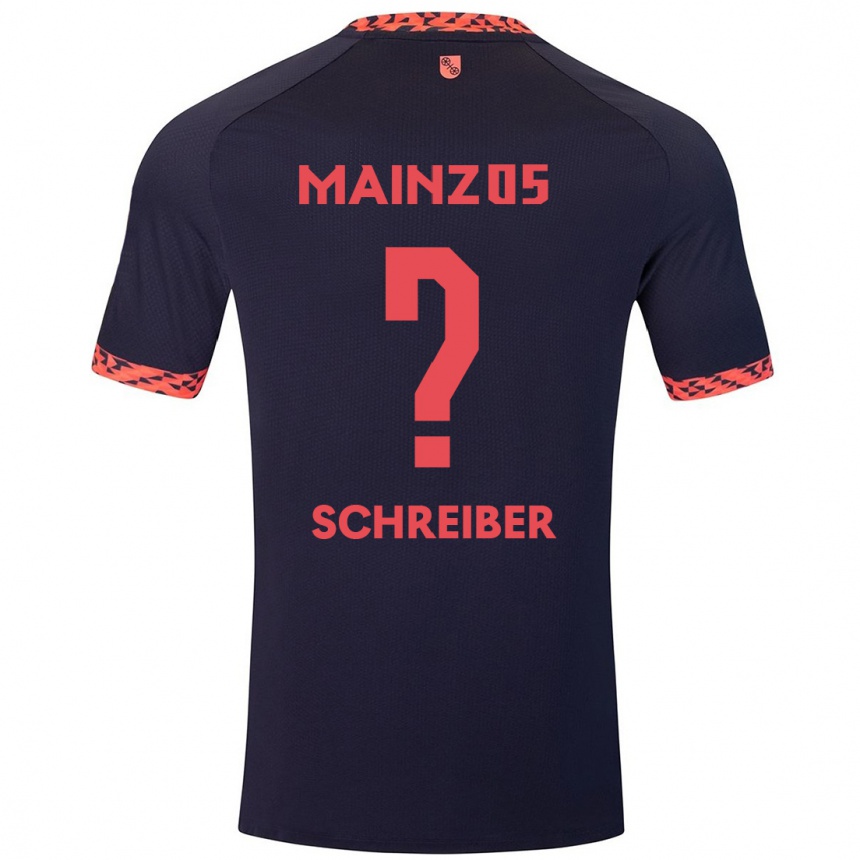 Kinder Fußball Philipp Schreiber #0 Blau Korallenrot Auswärtstrikot Trikot 2024/25 T-Shirt Luxemburg