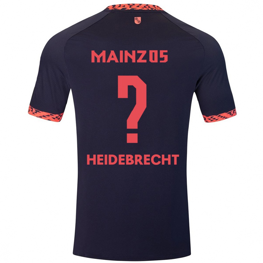 Kinder Fußball Elias Heidebrecht #0 Blau Korallenrot Auswärtstrikot Trikot 2024/25 T-Shirt Luxemburg