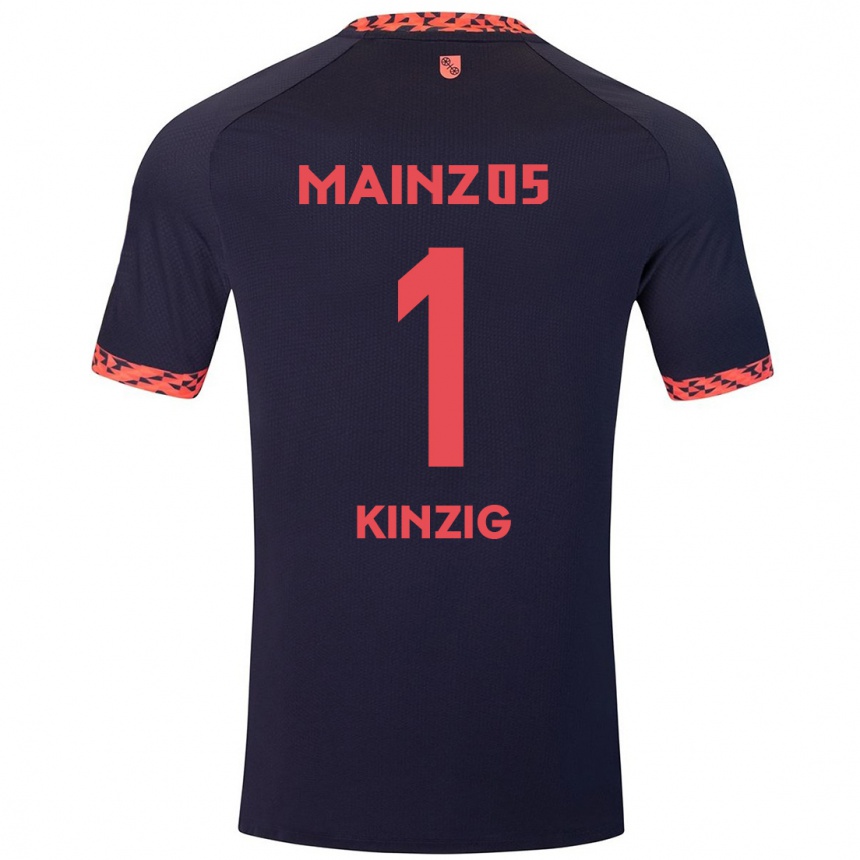 Kinder Fußball Maximilian Kinzig #1 Blau Korallenrot Auswärtstrikot Trikot 2024/25 T-Shirt Luxemburg