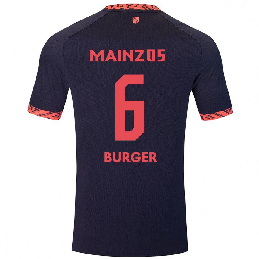 Kinder Fußball Korbinian Burger #6 Blau Korallenrot Auswärtstrikot Trikot 2024/25 T-Shirt Luxemburg