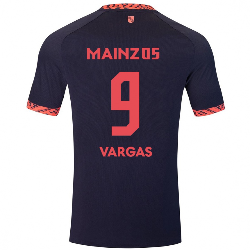 Kinder Fußball Nayrobi Vargas #9 Blau Korallenrot Auswärtstrikot Trikot 2024/25 T-Shirt Luxemburg