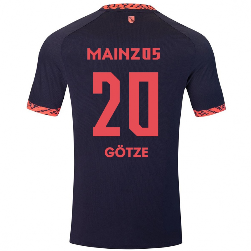 Kinder Fußball Justus Götze #20 Blau Korallenrot Auswärtstrikot Trikot 2024/25 T-Shirt Luxemburg