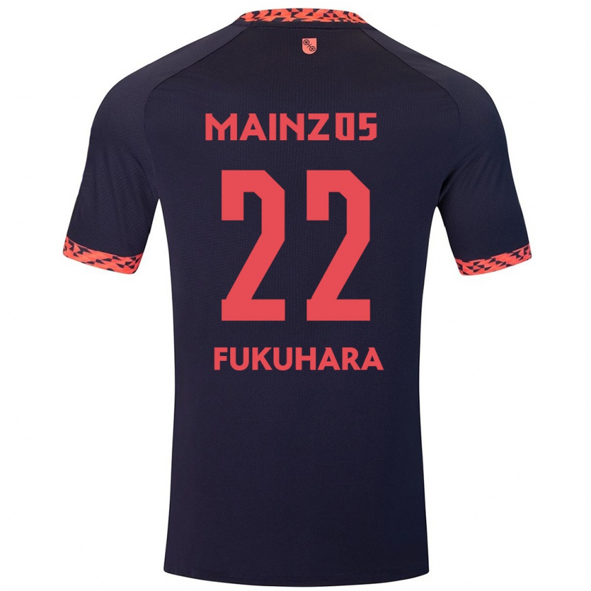 Kinder Fußball Yuuka Fukuhara #22 Blau Korallenrot Auswärtstrikot Trikot 2024/25 T-Shirt Luxemburg