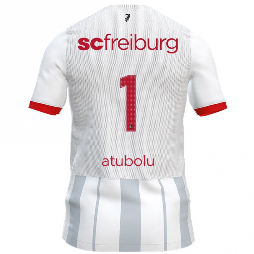 Kinder Fußball Noah Atubolu #1 Weiß Grau Auswärtstrikot Trikot 2024/25 T-Shirt Luxemburg