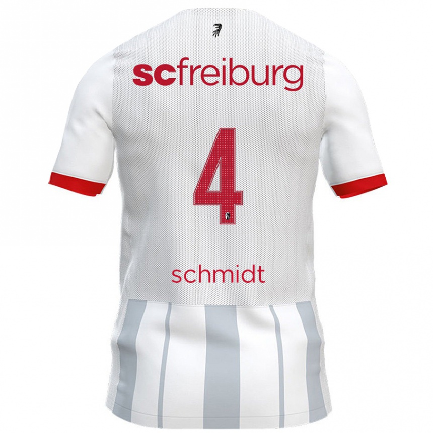 Kinder Fußball Kenneth Schmidt #4 Weiß Grau Auswärtstrikot Trikot 2024/25 T-Shirt Luxemburg