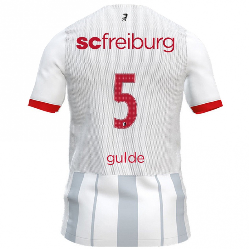 Kinder Fußball Manuel Gulde #5 Weiß Grau Auswärtstrikot Trikot 2024/25 T-Shirt Luxemburg