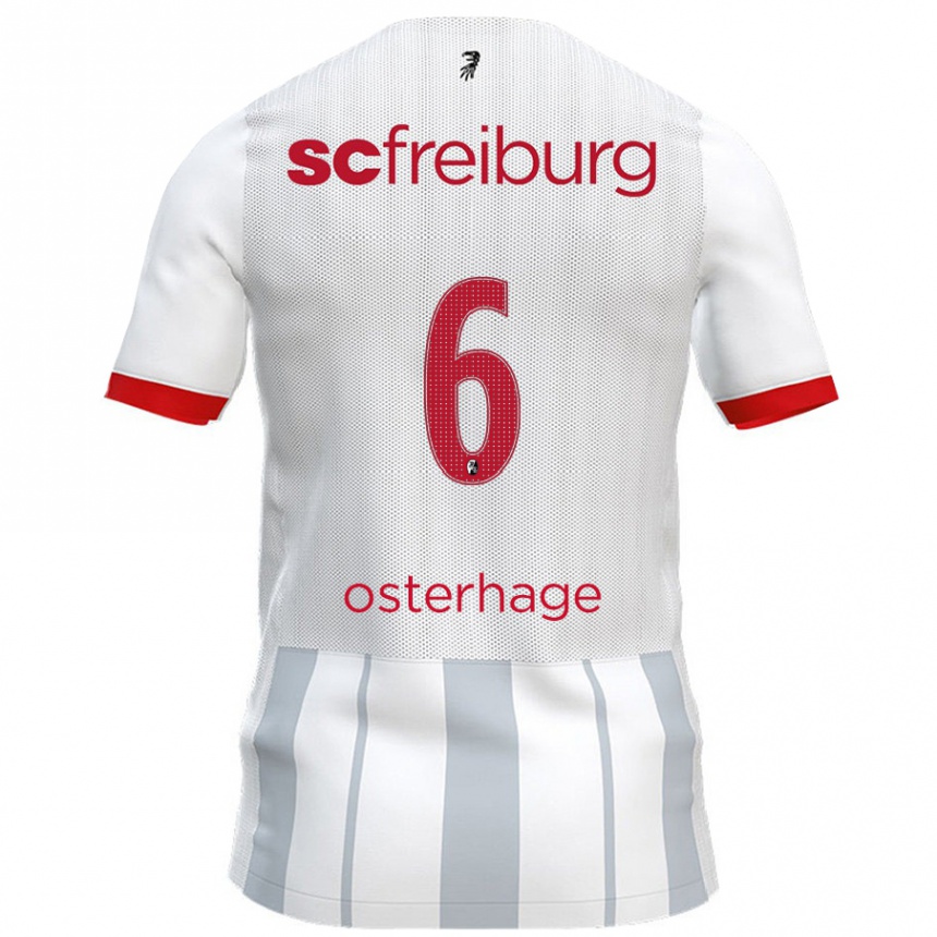 Kinder Fußball Patrick Osterhage #6 Weiß Grau Auswärtstrikot Trikot 2024/25 T-Shirt Luxemburg