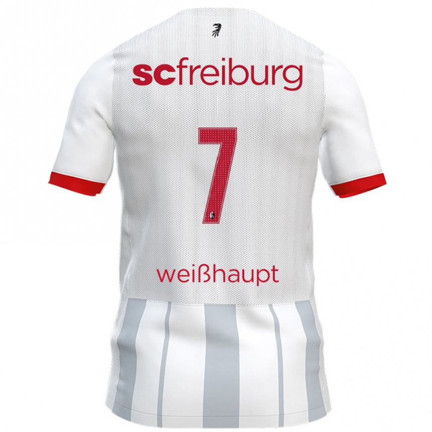 Kinder Fußball Noah Weißhaupt #7 Weiß Grau Auswärtstrikot Trikot 2024/25 T-Shirt Luxemburg