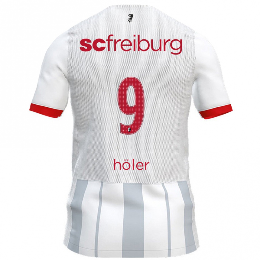 Kinder Fußball Lucas Höler #9 Weiß Grau Auswärtstrikot Trikot 2024/25 T-Shirt Luxemburg