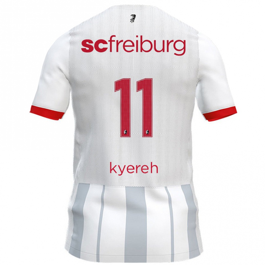 Kinder Fußball Daniel-Kofi Kyereh #11 Weiß Grau Auswärtstrikot Trikot 2024/25 T-Shirt Luxemburg