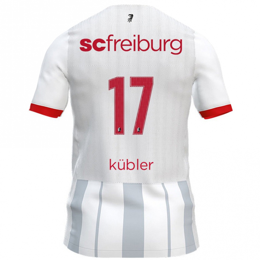 Kinder Fußball Lukas Kübler #17 Weiß Grau Auswärtstrikot Trikot 2024/25 T-Shirt Luxemburg