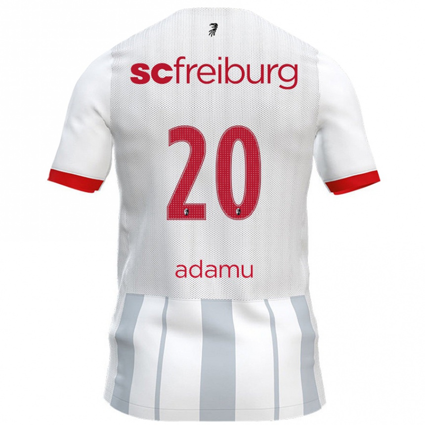 Kinder Fußball Junior Adamu #20 Weiß Grau Auswärtstrikot Trikot 2024/25 T-Shirt Luxemburg