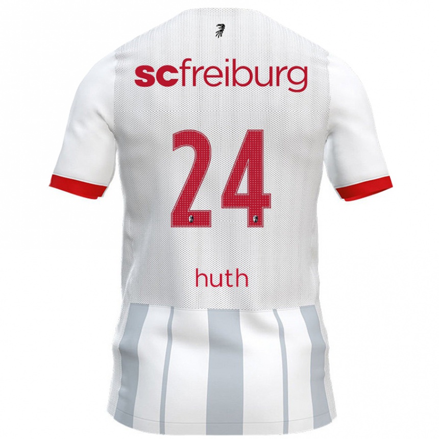 Kinder Fußball Jannik Huth #24 Weiß Grau Auswärtstrikot Trikot 2024/25 T-Shirt Luxemburg