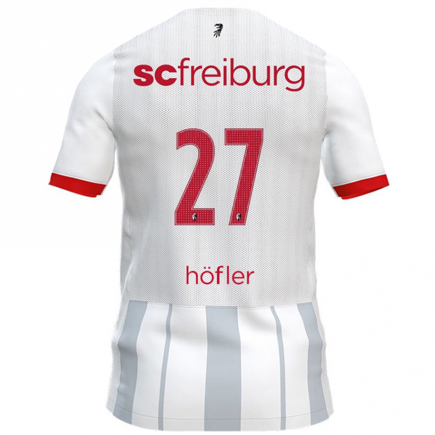 Kinder Fußball Nicolas Höfler #27 Weiß Grau Auswärtstrikot Trikot 2024/25 T-Shirt Luxemburg