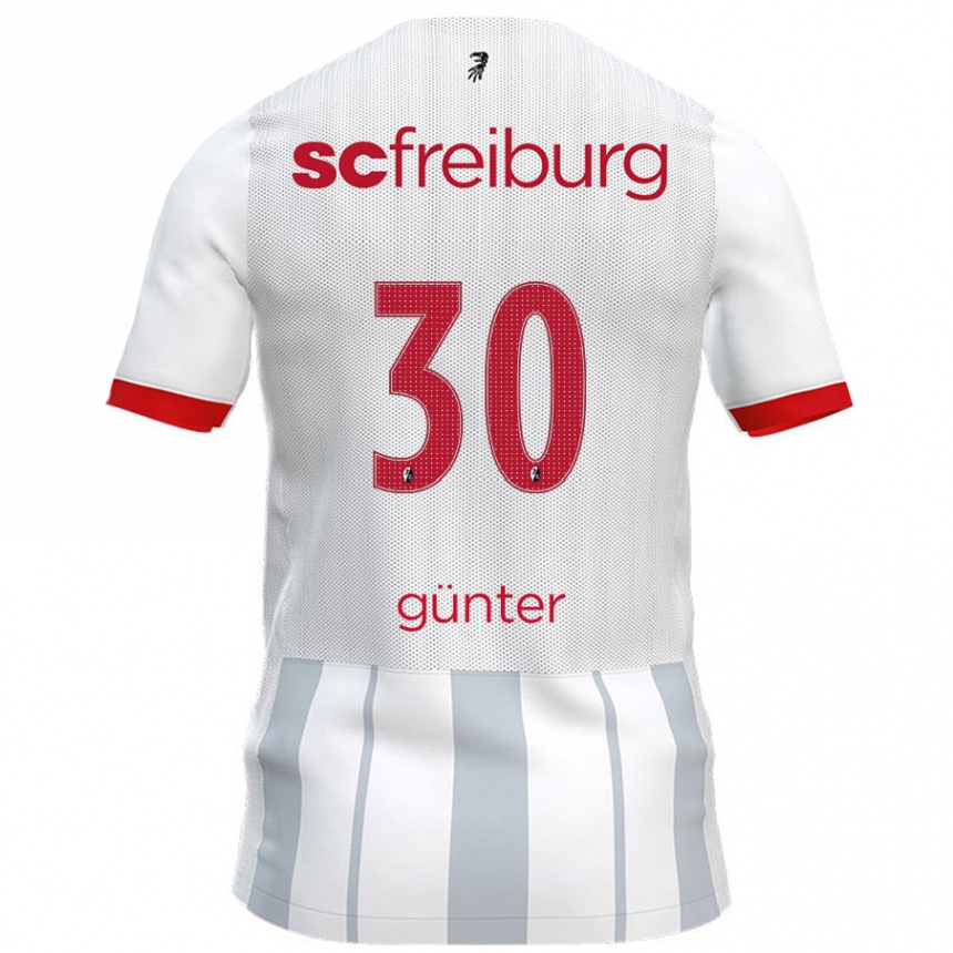 Kinder Fußball Christian Günter #30 Weiß Grau Auswärtstrikot Trikot 2024/25 T-Shirt Luxemburg