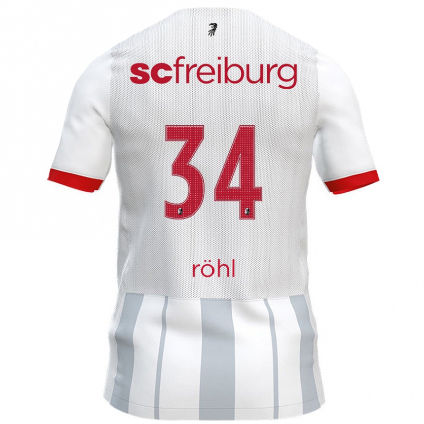 Kinder Fußball Merlin Röhl #34 Weiß Grau Auswärtstrikot Trikot 2024/25 T-Shirt Luxemburg