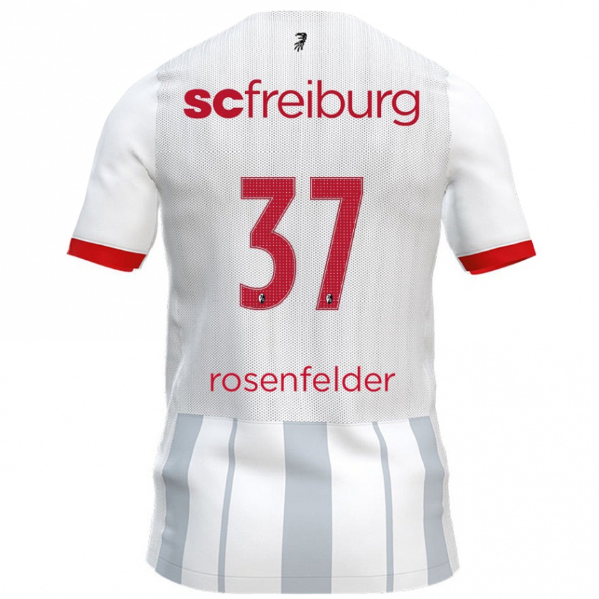 Kinder Fußball Max Rosenfelder #37 Weiß Grau Auswärtstrikot Trikot 2024/25 T-Shirt Luxemburg