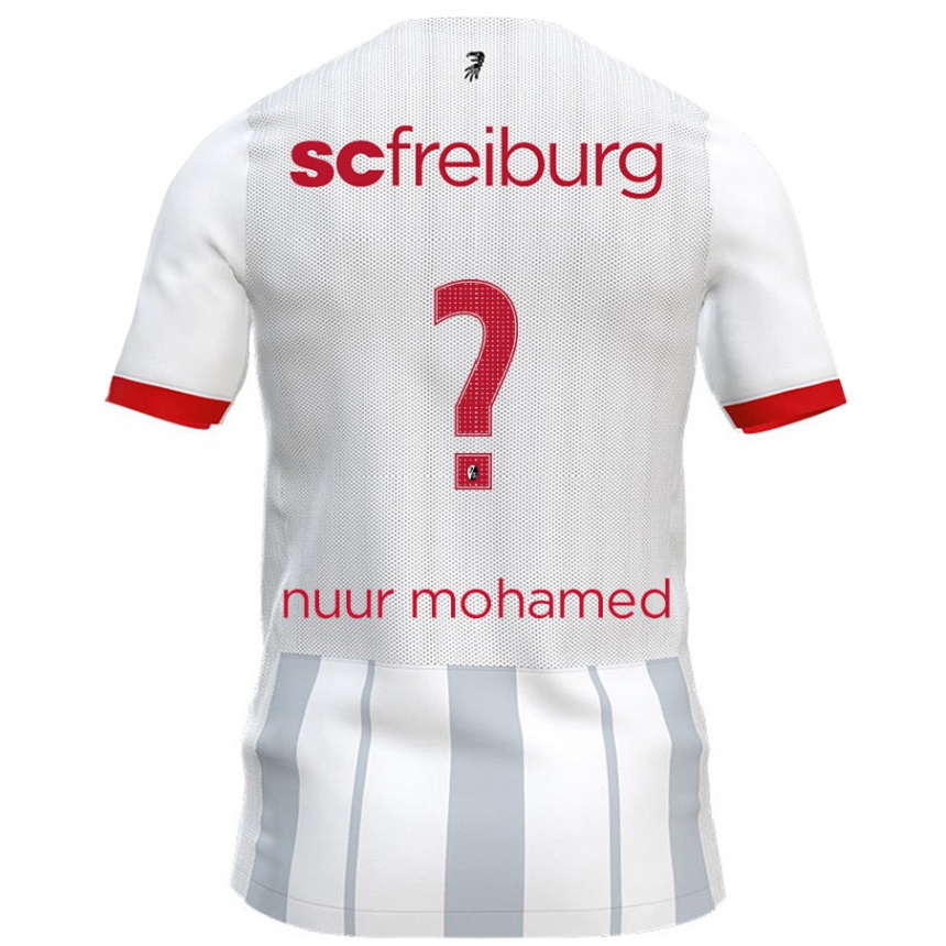 Kinder Fußball Billal Nuur Mohamed #0 Weiß Grau Auswärtstrikot Trikot 2024/25 T-Shirt Luxemburg