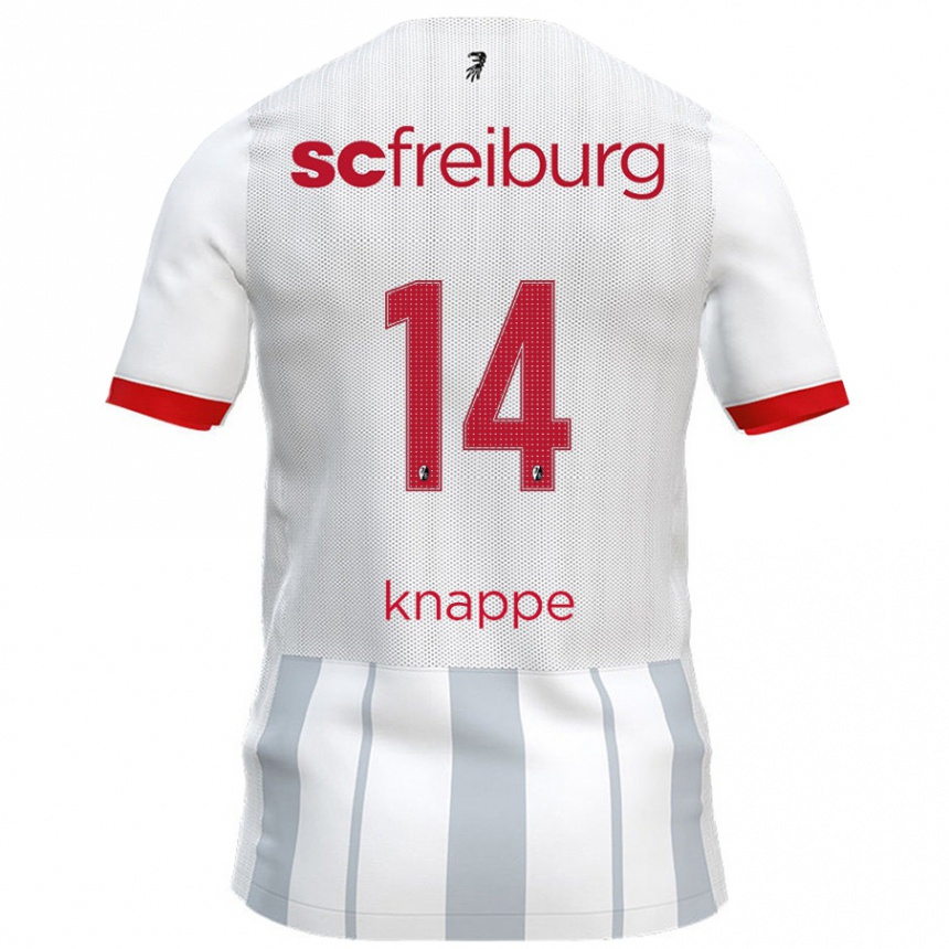 Kinder Fußball Davino Knappe #14 Weiß Grau Auswärtstrikot Trikot 2024/25 T-Shirt Luxemburg