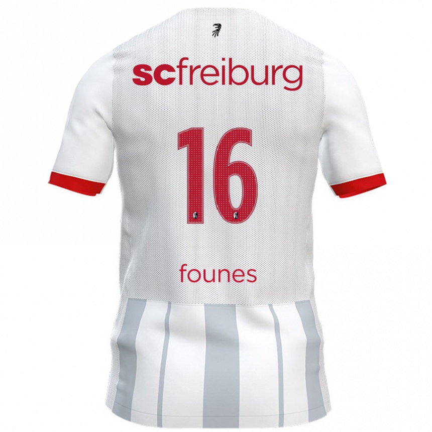 Kinder Fußball Kevin Founes #16 Weiß Grau Auswärtstrikot Trikot 2024/25 T-Shirt Luxemburg