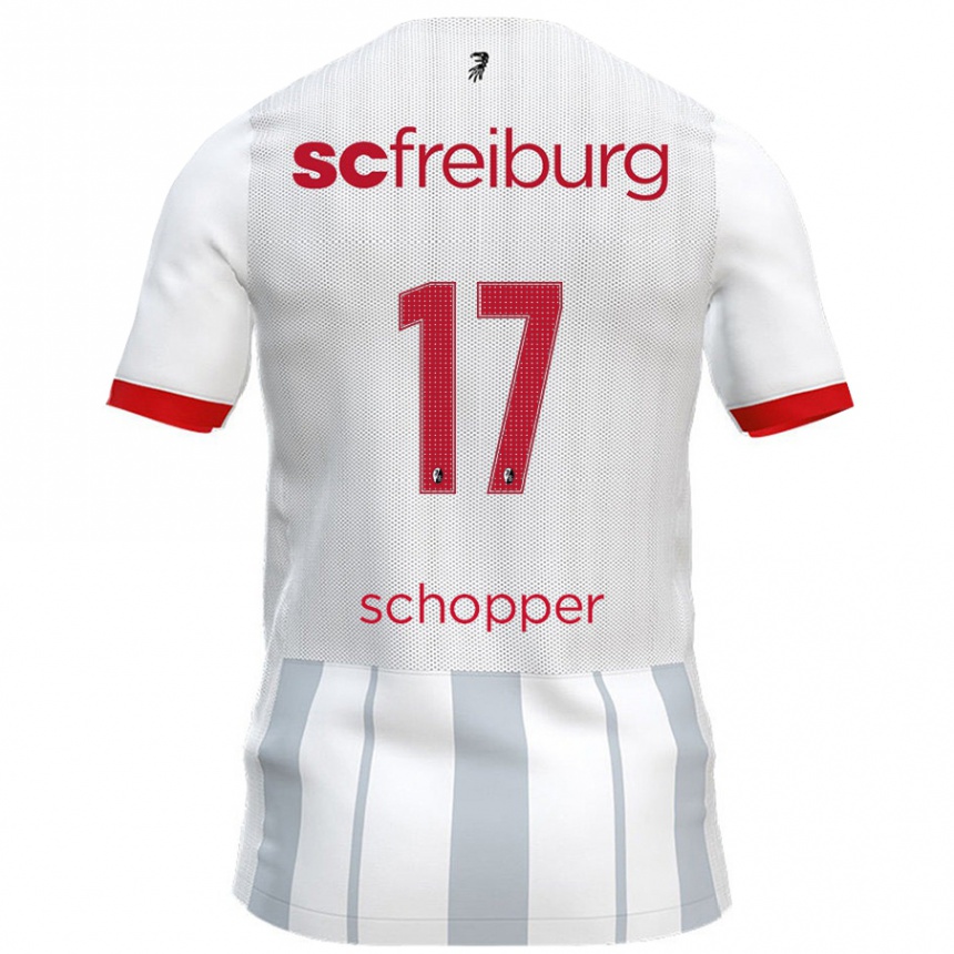 Kinder Fußball David Schopper #17 Weiß Grau Auswärtstrikot Trikot 2024/25 T-Shirt Luxemburg